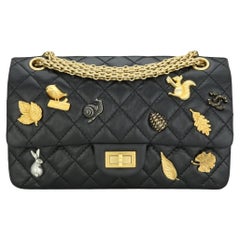 Chanel Lucky Charms 2.55 Reissue 225 Flap Bag Pelle di vitello invecchiata nera 2018