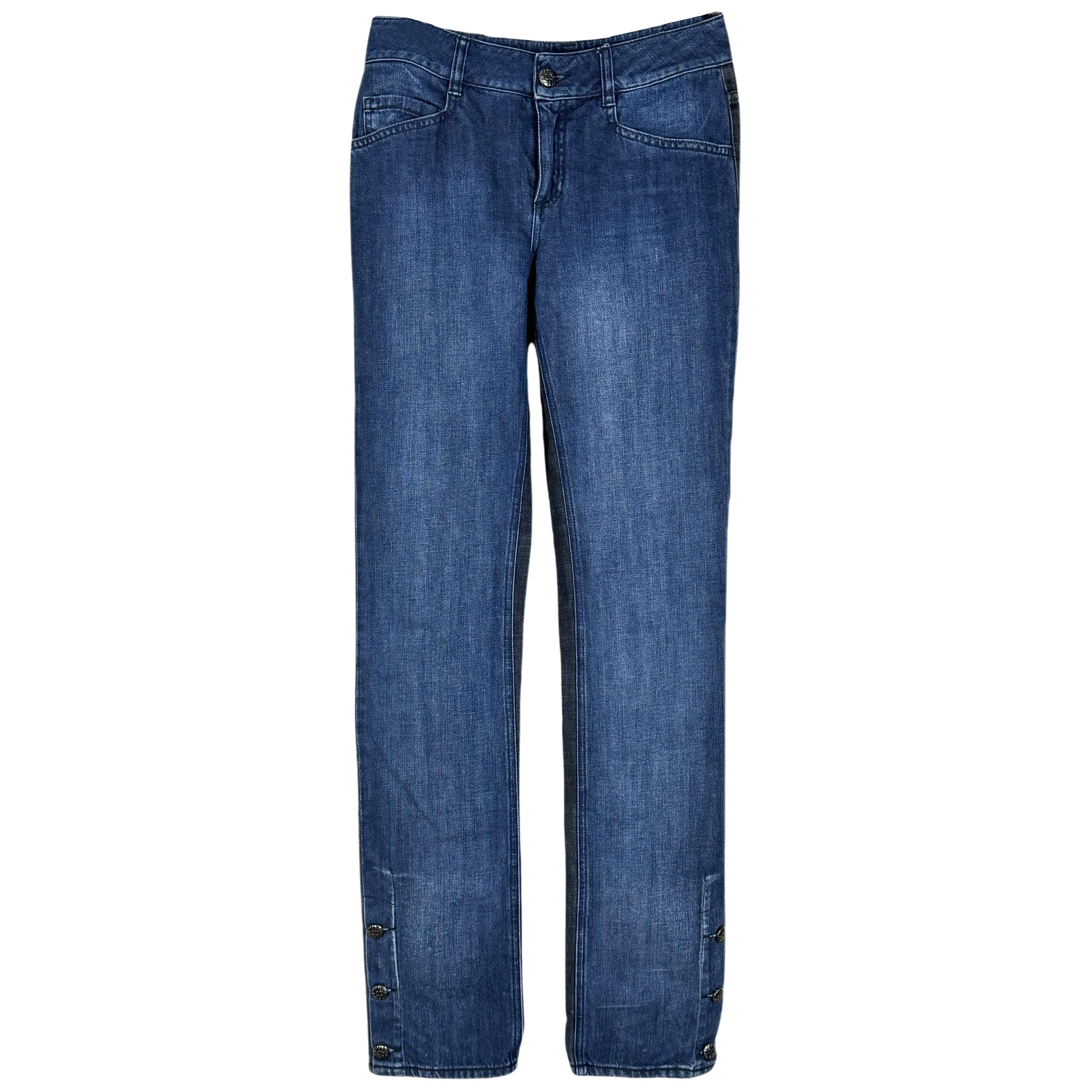 Chanel CC Buttons Bicolour Jeans 36 FR For Sale