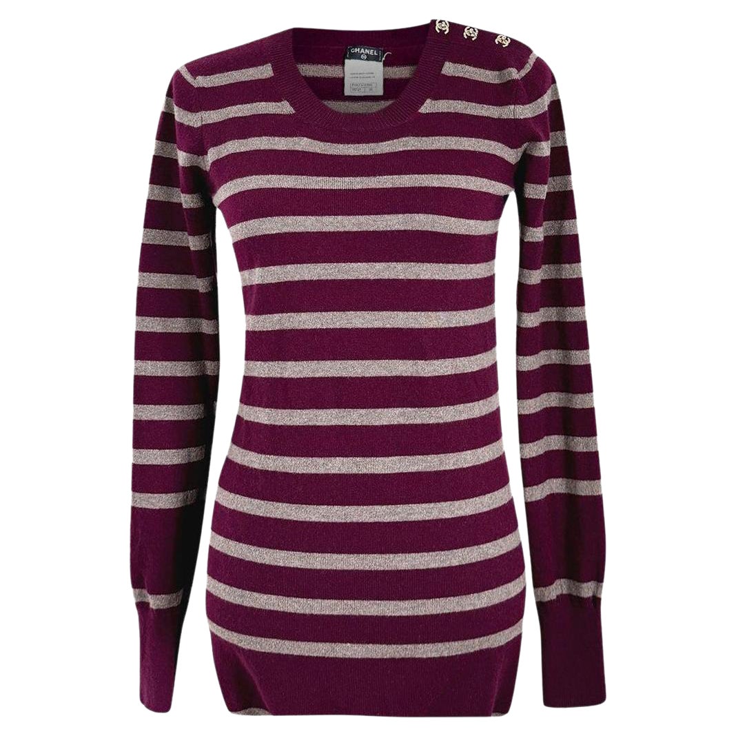 Pull Chanel CC Turnlocks bordeaux 36 FR