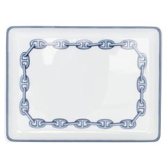 Hermes Chaine D Ancre Blue Porcelain Ashtray Organizer