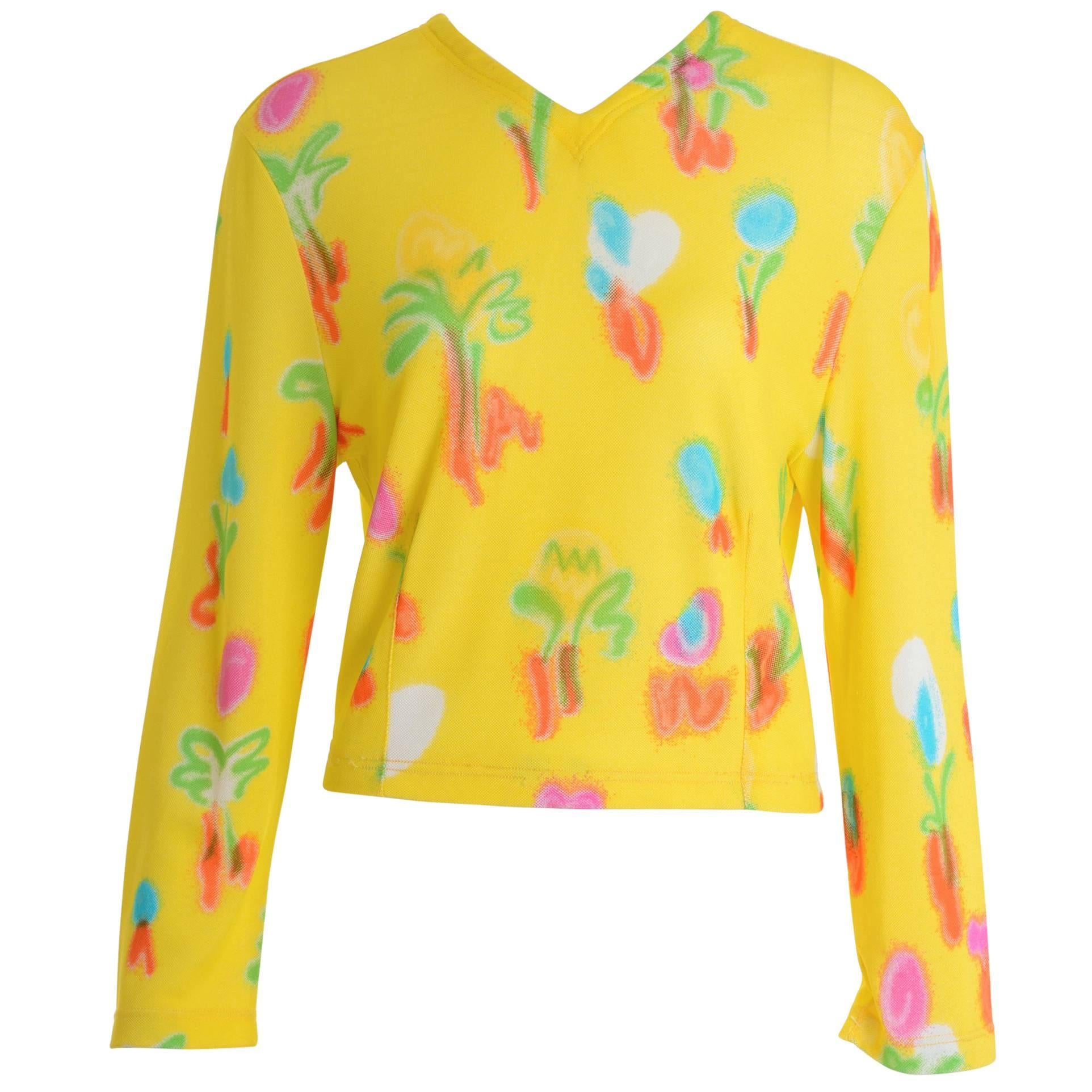 1990s GIANNI VERSACE Couture Printed Blouse Shirt at 1stDibs