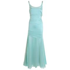 1990s GIANNI VERSACE Couture Mint Green Silk Long Dress at 1stDibs