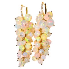 Ethiopian Crystal Opal Earrings in 18K Solid Yellow Gold Diamond Hoop