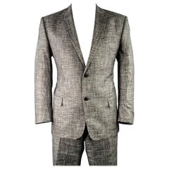 Versace Collection Taille 46 Costume croisé en bambou tissé noir et blanc