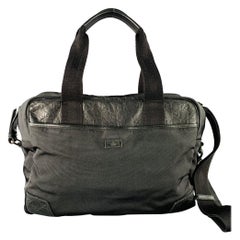 GUCCI Black Guccissima Monogram Nylon Leather Trim Top Handles Messenger Bag