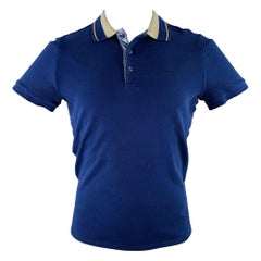 Burberry London taglia M Blu Oliva con finiture a contrasto in cotone Piqué con mezza abbottonatura Polo