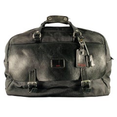 TUMI Sac de sport en nylon noir avec poignée supérieure en cuir