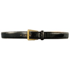 NEIMAN MARCUS Size 36 Black Brass Leather Belt