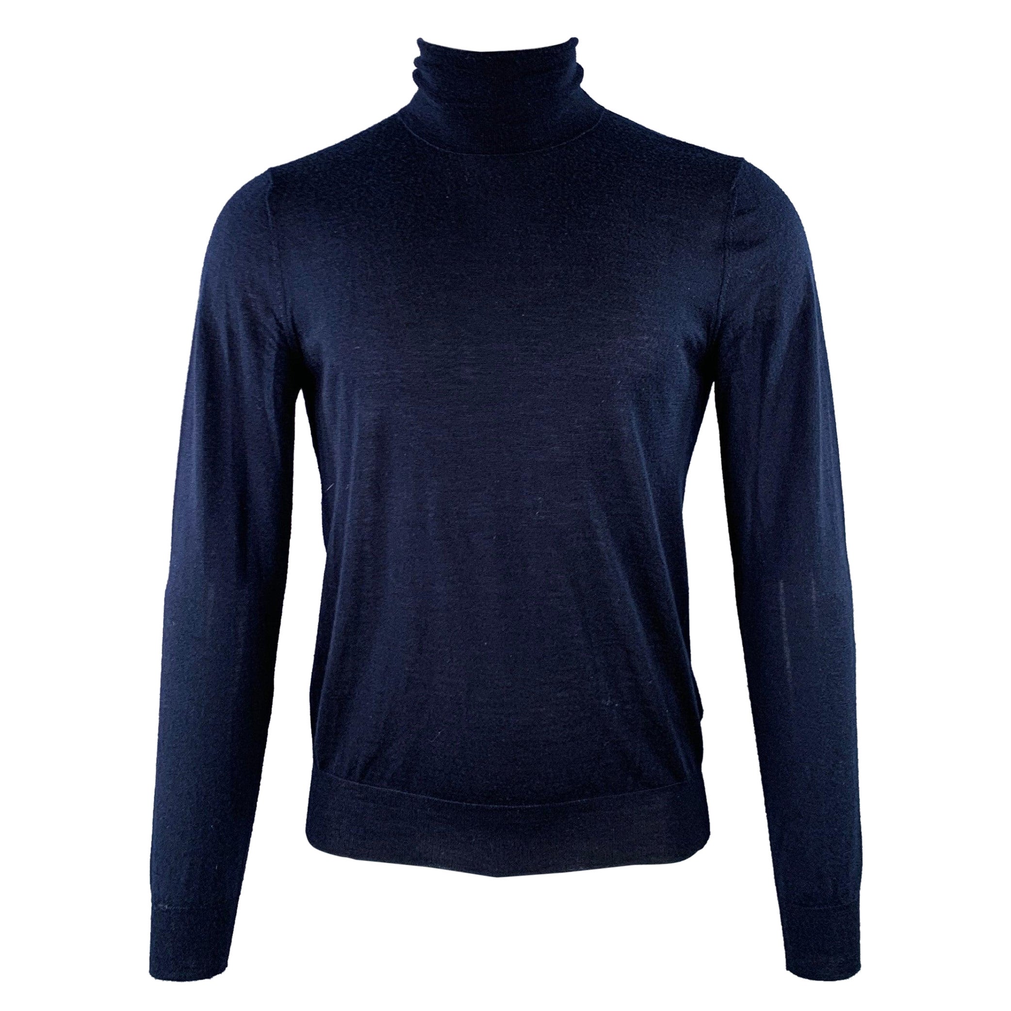 PRADA Size S Navy Knit Cashmere Turtleneck Long Sleeve Pullover