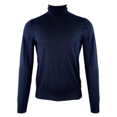 PRADA Size S Navy Knit Cashmere Turtleneck Long Sleeve Pullover