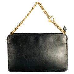 COACH Vintage Black Gold Leather Monogram Chain Link Cross Body Handbag