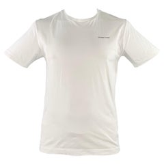 OFF-WHITE Maglietta girocollo in cotone con logo bianco e nero taglia L