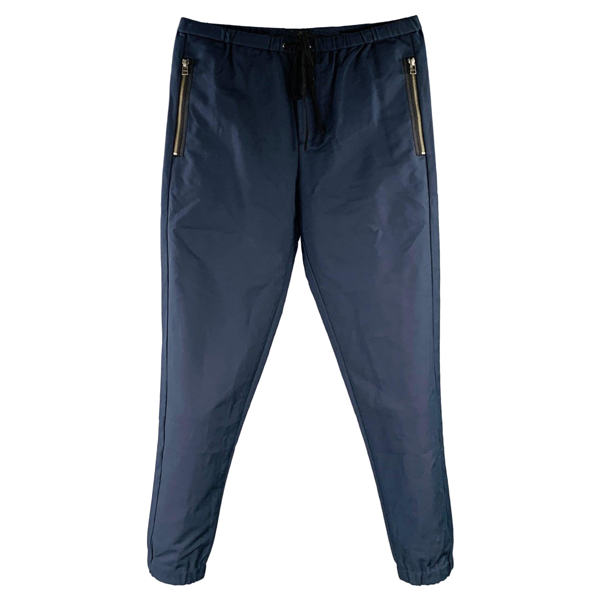 3.1 Phillip Lim - Pantaloni casual con coulisse in misto nylon della marina - taglia S in vendita