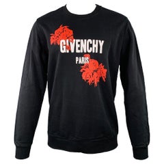 GIVENCHY Größe M Schwarz Rot Logo Baumwolle Cuban Fit Crew Neck Sweatshirt mit Rundhalsausschnitt