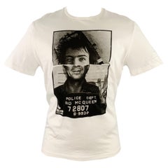 NEIL BARRETT Taglia M Sid McQueen Hybrid Mugshot White Black Print Cotone Loose Fit Crew Neck T-shirt