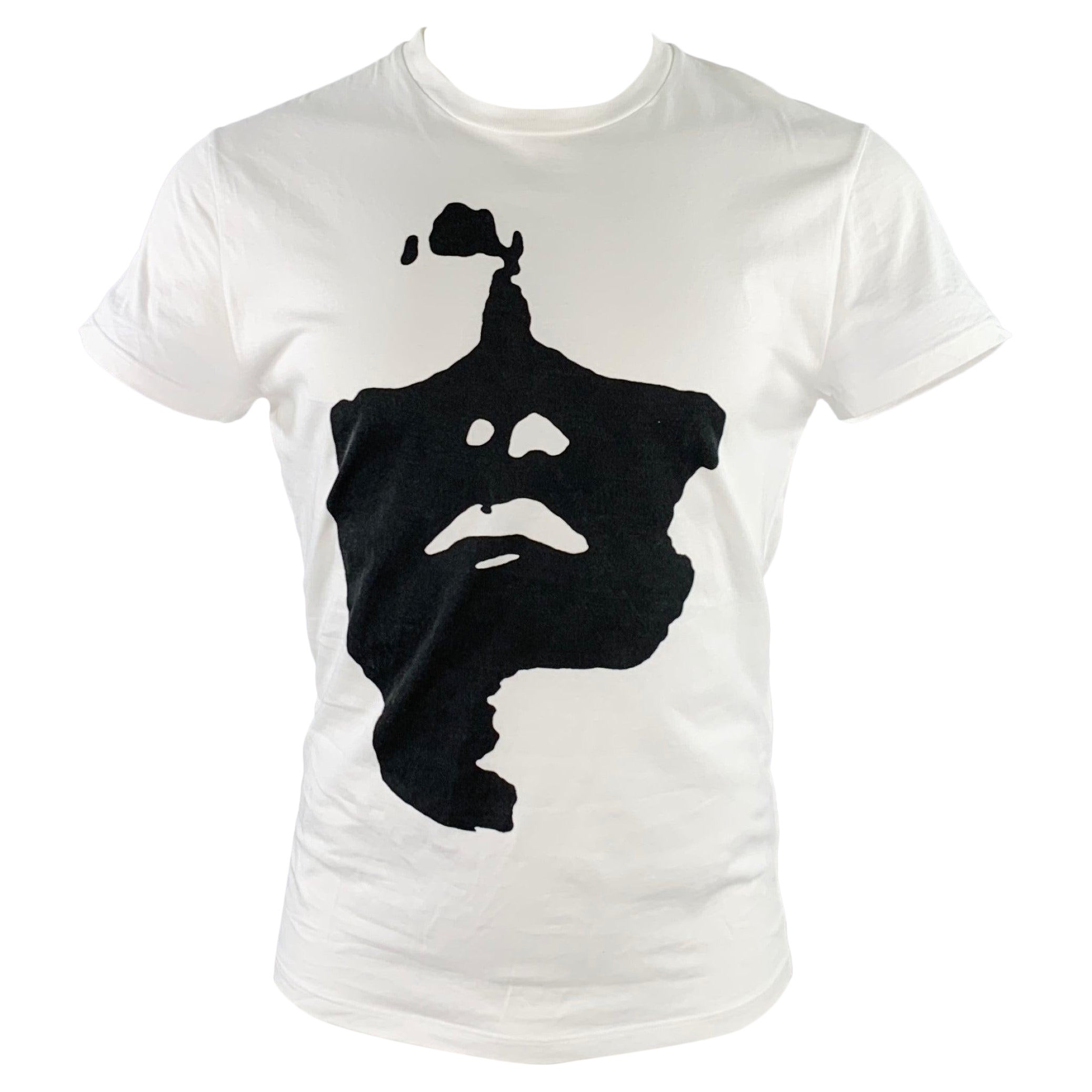 NEIL BARRETT Size M Siouxsie and the Banshees White Black Print Cotton Slim Fit Crew Neck T-shirt For Sale