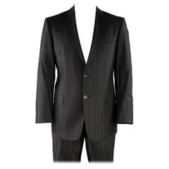 VERSACE COLLECTION Taille 44 Costume à revers échancré en viscose mélangée à rayures noires