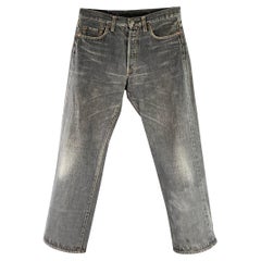 YOHJI YAMAMOTO x SPOTTED HORSE CRAFT Size 32 Grey Cotton Straight Selvedge Jeans