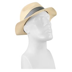 BORSALINO x PORK PIE HATTERS - Chapeau fedora en paille tissée bleu crème