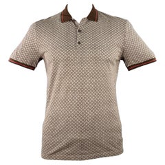 GUCCI Size XL Brown Red Diamond Cotton Contrast Trim Polo