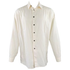 CLAUDE MONTANA Vintage Size S White Pleated Cotton Spread Collar Oversized Long Sleeve Shirt