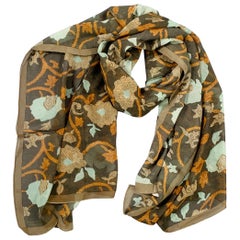 GIORGIO ARMANI Brown Turquoise Abstract Floral Silk Scarf Shawl