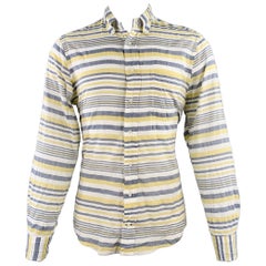 GITMAN BROS VINTAGE Taille M Blanc Gris Jaune Plaid Une poche manches longues