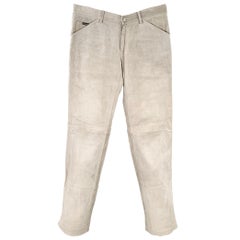 DOLCE & GABBANA Size 32 Grey Suede Five Pockets Straight Casual Pants