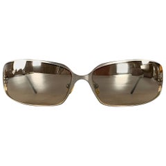 PRADA Silver Brown Metal Mirrored Lenses Sunglasses