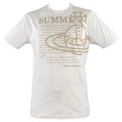 VIVIENNE WESTWOOD Size L Summer Classic White Beige Logo Cotton Blend Crew Neck T-shirt