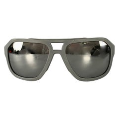 DOLCE & GABBANA Grey Charcoal Rubber Mirrored Lenses Aviator Sunglasses