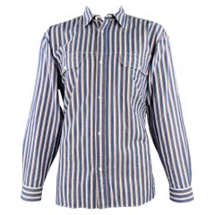 CLOSED Size XL Blue White Orange Stripe Cotton Two Pockets Long Sleeve Shirt