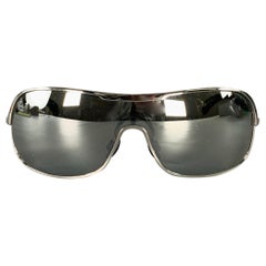 GIORGIO ARMANI Silber Schwarz Metallschilfrohr-Sonnenbrille mit Spiegeln, verspiegelt