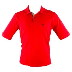 Burberry Taille S Polo en coton piqué à carreaux contrastés rouge