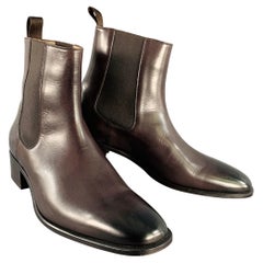 TOM FORD Taille 11.5 Purple Leather Chelsea Ankle Boots
