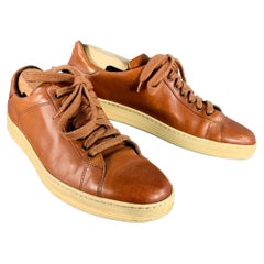 TOM FORD Size 10 Brown Leather Rubber Sole Low Top Sneakers