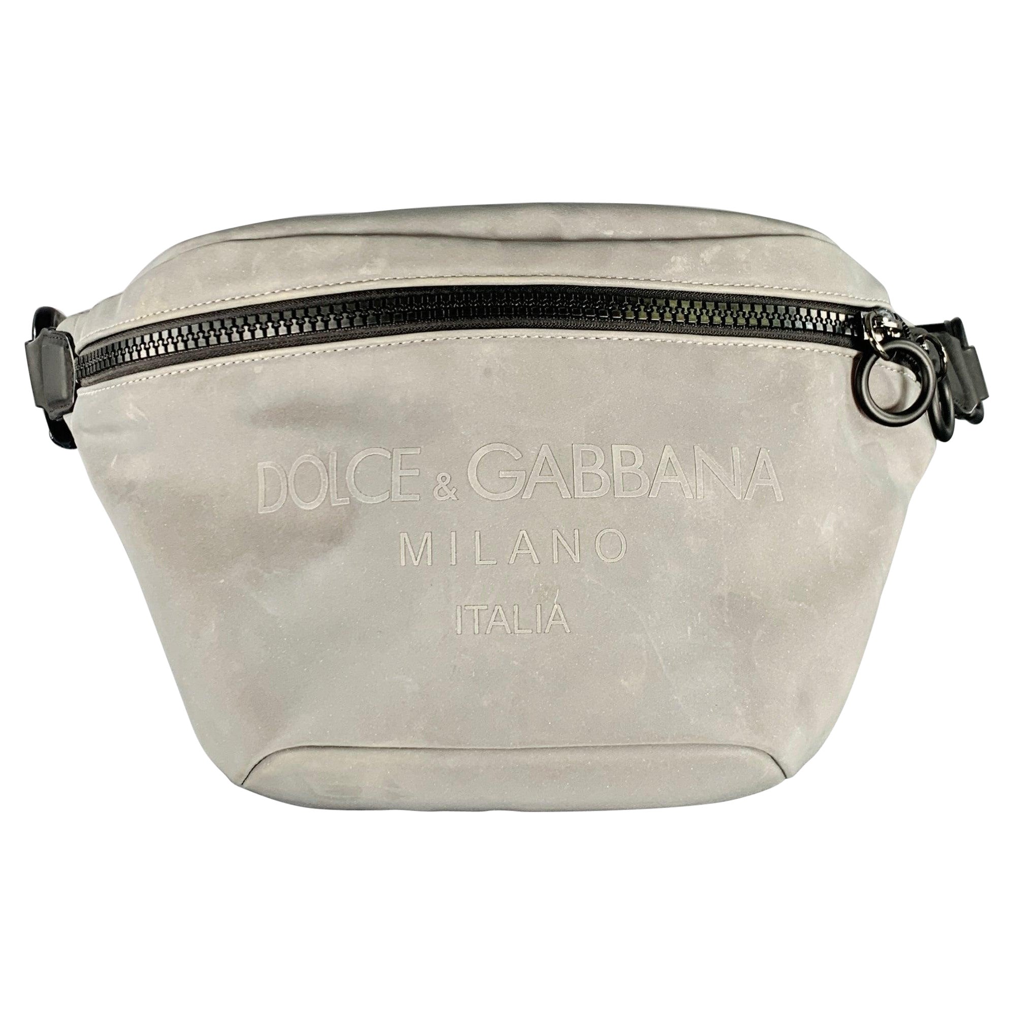 DOLCE & GABBANA Grey Metallic Reflective Canvas Zip Waist Bag