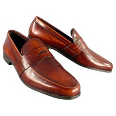 PRADA Taglia 10 Penny Loafers in pelle marrone