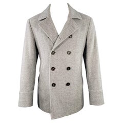 BRUNELLO CUCINELLI Size 38 Grey Herringbone Wool Cashmere Coat