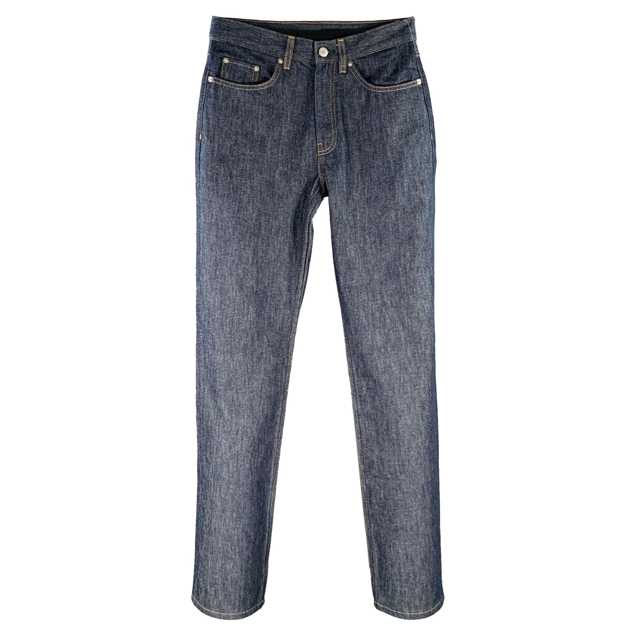Helmut Lang Taille 27 Slim Indigo Contrast Stitch Coton Slim Straight Jeans