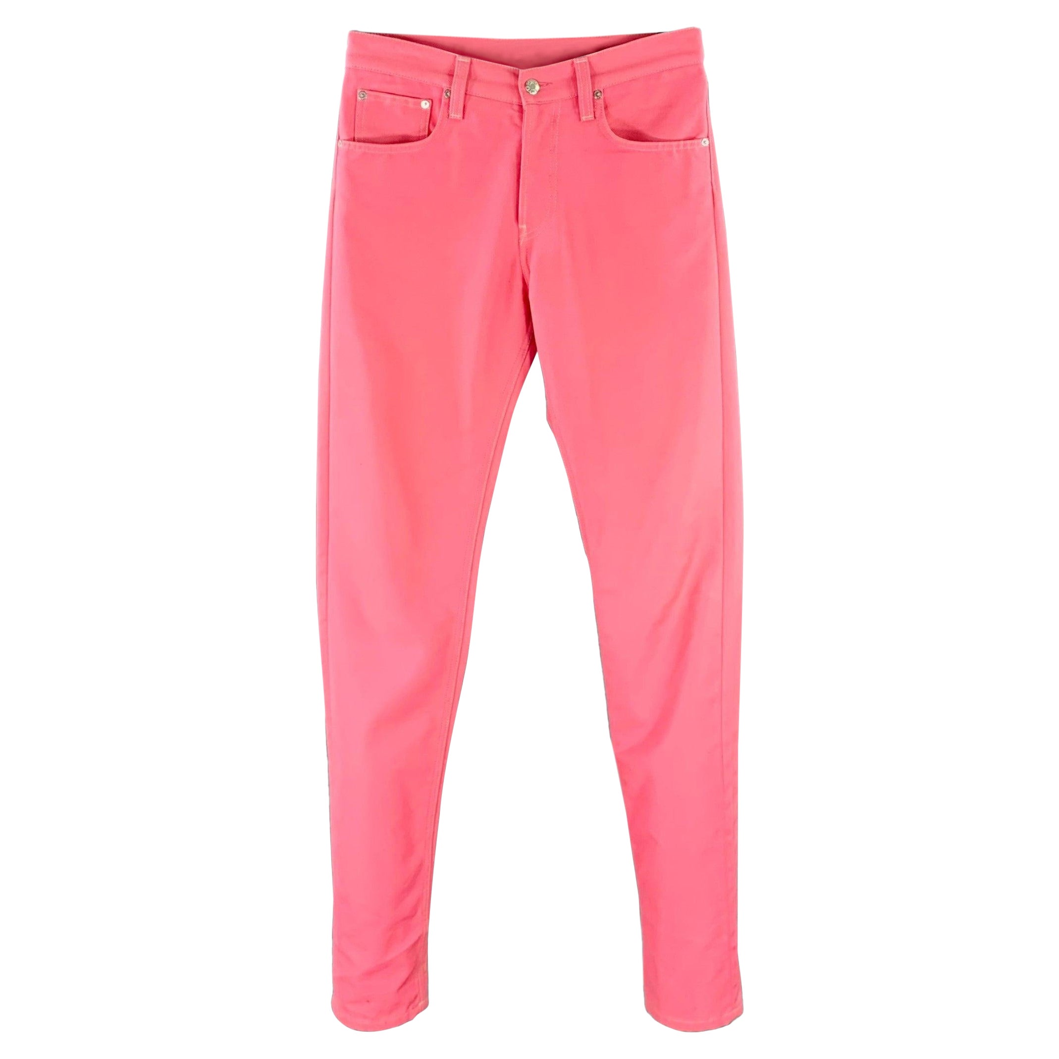 HELMUT LANG Size 30 Pink Cotton Blend Slim Straight Button Fly Jeans