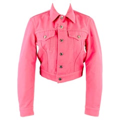 HELMUT LANG Size S Femme Trucker Pink Cotton Blend Cropped Denim Jacket