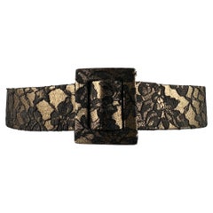 CHRISTIAN DIOR Size M Black Anthracite Lace Leather Belt