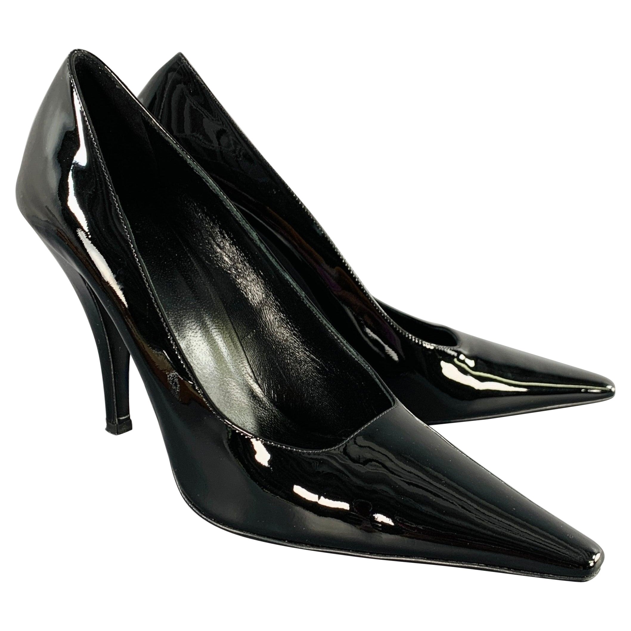 THE ROW Size 7.5 Black Patent Leather Pointed Toe Pumps