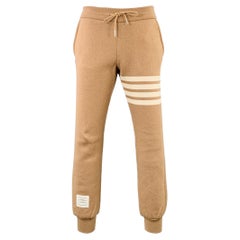 THOM BROWNE Pantaloni casual a righe in misto cotone marrone crema taglia 0