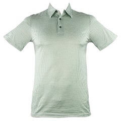 Brioni Taglia L Polo in cotone a scacchi Greene & Greene & Greene, con mezza abbottonatura