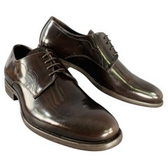 ARMANI COLLEZIONI Size 8 Brown Leather Derby Lace-Up Shoes