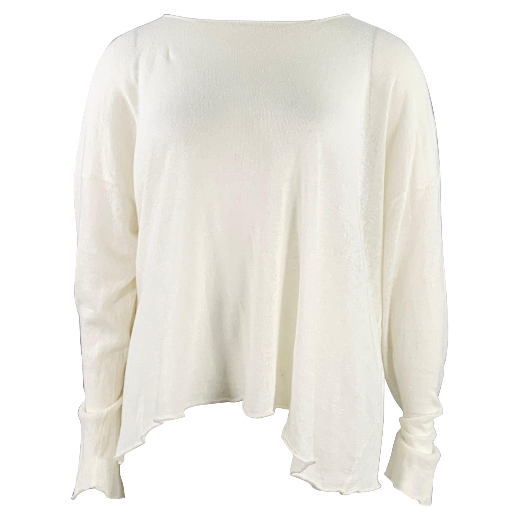 ESKANDAR Size L Cream Linen Cotton Knit Oversized Pullover For Sale