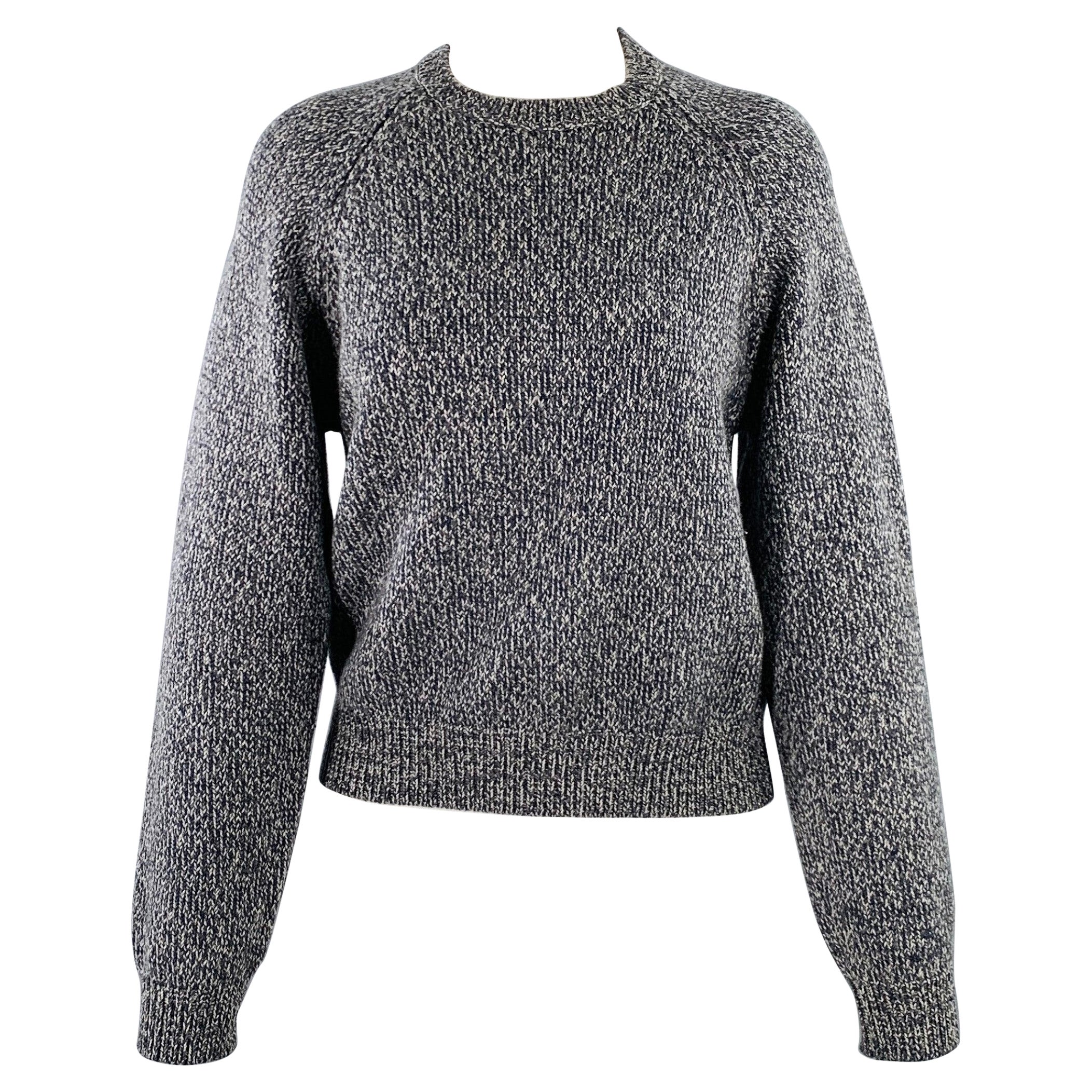 MAISON MARTIN MARGIELA Size S Grey Charcoal Blue Wool Blend Knit Raglan Sweater