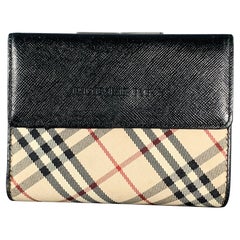 BURBERRY - Portefeuille en cuir de Saffiano à carreaux noirs et beiges
